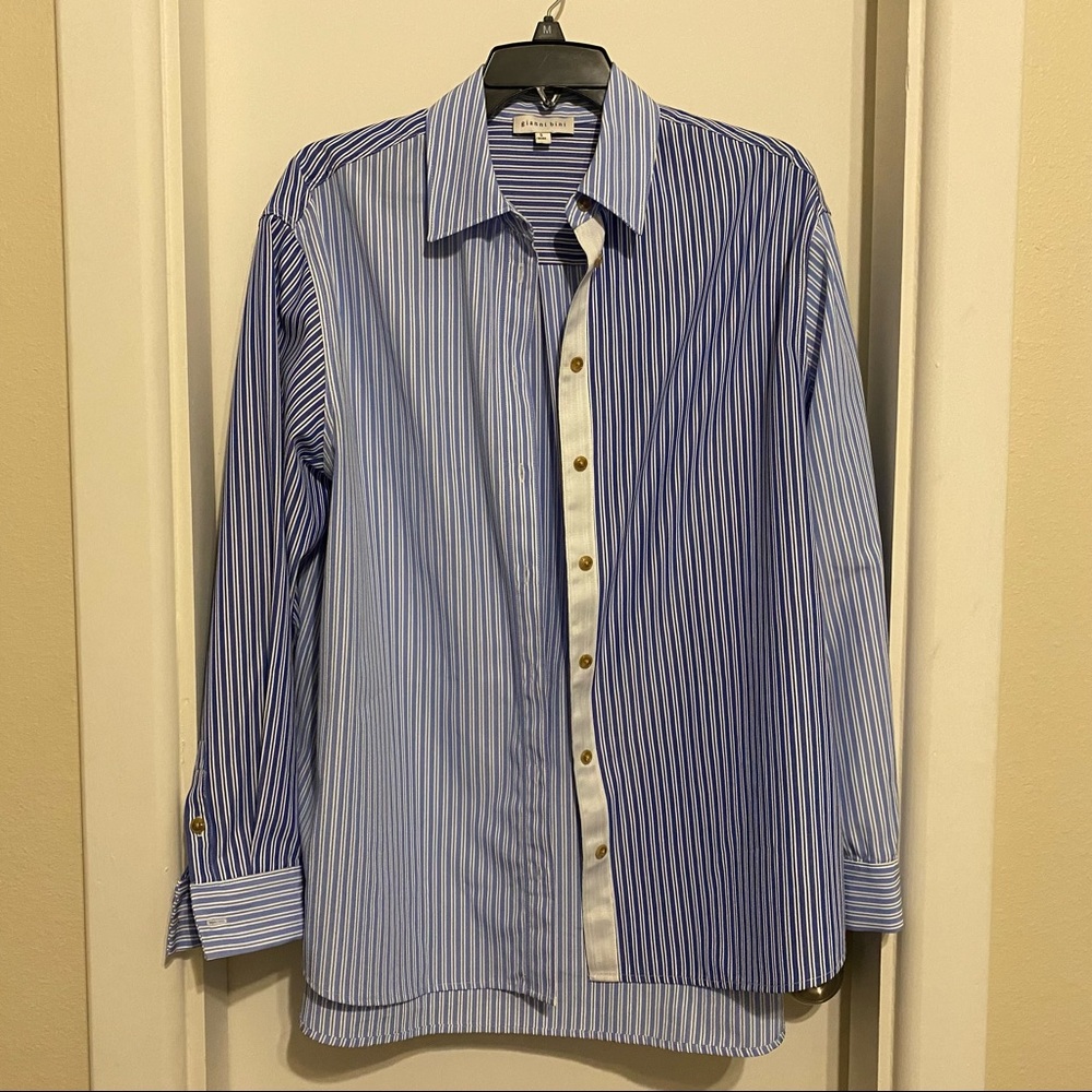 Gianni Bini Tara Stripe Color Block Button Down
